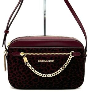 Michael Kors Large Jet Set Item EW Chain Xbody Crossbody Bag Ox Blood Multi
